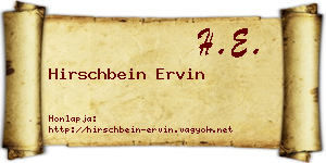 Hirschbein Ervin névjegykártya